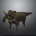 Realistic 3D Triceratops Dinosaur Model With Brown Orange Skin And Large Frill Horns 3d model