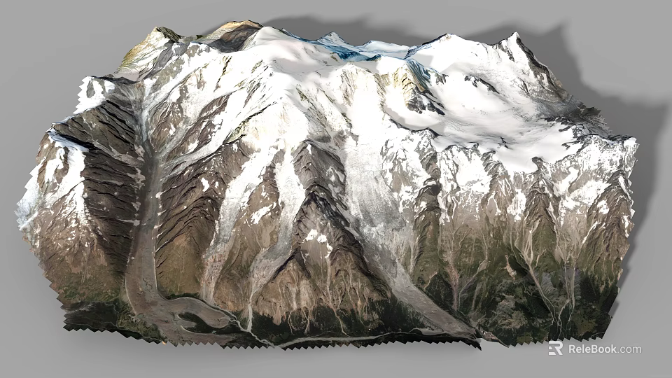 Natural Rockery Stones With Snow Covered Mountain Shape And Layered Texture 3d model 