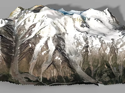 Natural Rockery Stones With Snow Covered Mountain Shape And Layered Texture 3d model