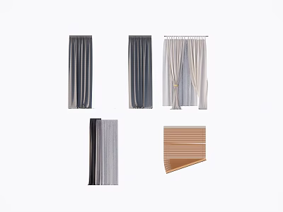Various Curtain Styles With Different Materials And Modern Designs For Home 3d model