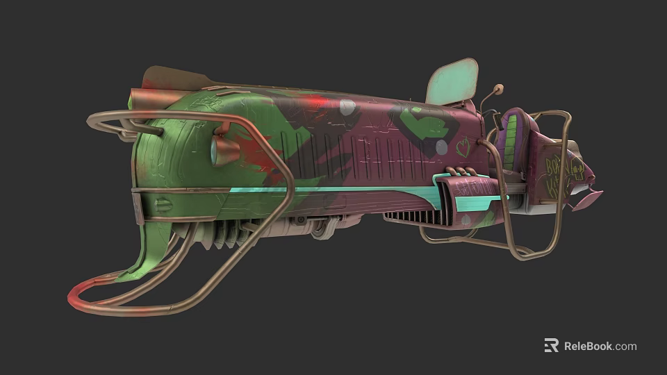 Futuristic Car Design Featuring Colorful Camouflage Pattern And Metallic Frame 3d model 
