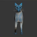 Blue And White Siamese Cat Standing On Dark Background With Reflection 3d model