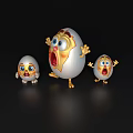 Funny Cartoon Egg Characters With Surprised Expressions Running Poses And Golden Feet