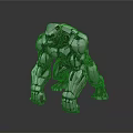 3D Rendered Silver Mechanical Gorilla Decorative Figurine With Metallic Texture And Crouching Posture