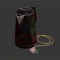 Stylish Dark Colored Electric Kettle With Copper Cord And Plug Design 3d model