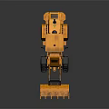 Orange Construction Loader With Large Tires Front Bucket And Driver Cab 3d model