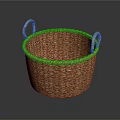 Handcrafted Natural Rattan Woven Storage Basket With Two Handles For Home Organization