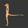 Low Poly Game and Movie Character with Antler Head Nude Body Standing with Arms Outstretched