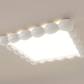Modern White Ceiling Light With Bubble Shaped Edges In Rectangular And Circular Designs 3d model