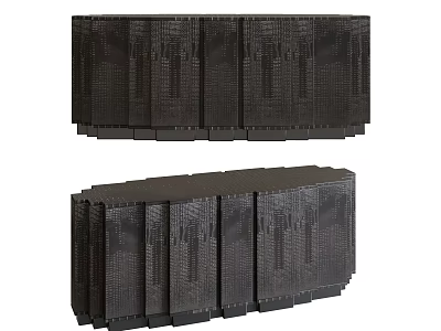 Dark Entryway Cabinet And Side Cabinet With Multiple Doors And Textured Surface Design 3d model