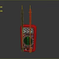 Red Digital Multimeter Electrical Testing Device With Black Red Probes And