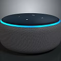 Modern Wireless Smart Speaker With Round Design Top Buttons And Blue Light Ring Fabric Material