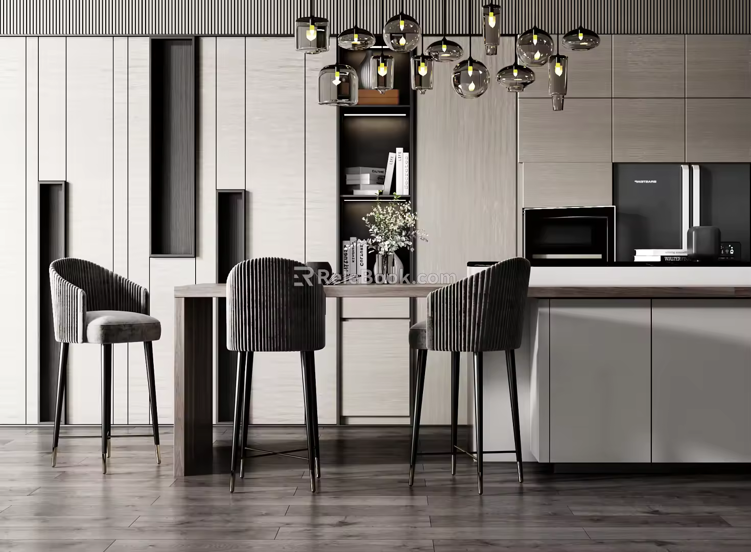 Modern Bar Chair Combination Bar Counter 3d model