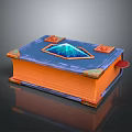 Magical Fantasy Book With Blue Cover Glowing Diamond Design And Orange Decorative Corners
