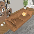 Modern double sofa coffee table combination 3d model