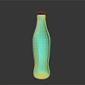 Unique Glowing Green Glass Bottle With Black Patterns And Red Cap For Home Decor