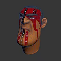 Artistic Creature Character Head Design with Red Black Facial Paint and White Dot Patterns 3d model