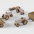 Wooden Electric Toy Tractors with Trailers and Wheels for Kids Play