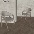 Two Modern Leisure Chairs with Fabric Upholstered Seats and Wooden Frame Against Light Colored Wall