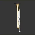 Golden Brass Trumpet with Shiny Keys and Reflection as Household Decorative Item