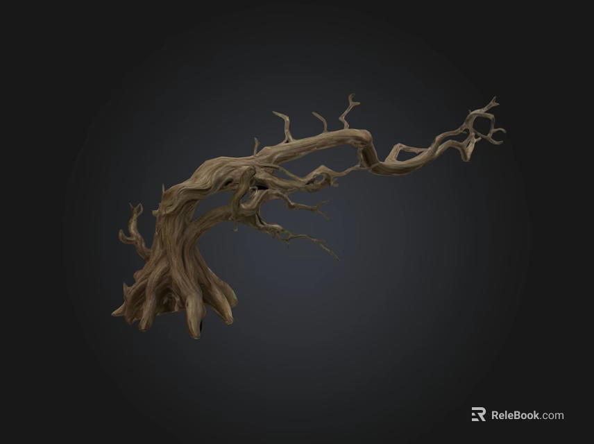 Decorative Dry Tree Branch With Natural Twisted Shape And Sculptural Design 3d model 