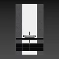 Modern Bathroom Washbasin Design With White Basin Black Countertop And Textured Wall
