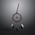 Traditional Handmade Dreamcatcher With Circular Web Brown Rope Frame And Feather Tassels