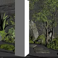 Indoor Landscape Design With Lush Green Plants Stone Feature And Pathway Lights