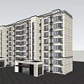 modern residential building multi-storey residence 3d model