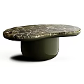 Modern Marble Coffee Tables With Circular Oval Shapes And Gray Red Pedestal Bases
