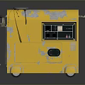 Vintage Yellow Portable Generator With Worn Surface Wheels And Control Panel 3d model