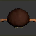 Man as 3D Character with Afro Hairstyle Orange Shirt Blue Jeans Green Shoes Gray Background