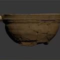 Vintage Style Handcrafted Brown Ceramic Tableware Bowl with Handles Textured Surface on Dark Background