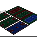 Multi Colored Sport Courts With Green Red Blue Surfaces Basketball Volleyball Fields Layout Design