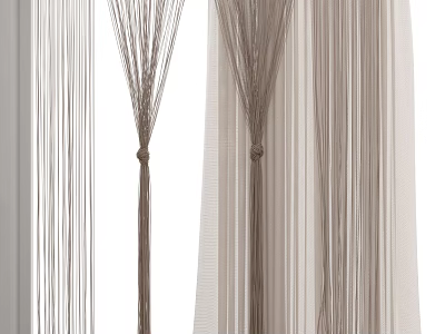 Modern Lightweight Curtains With Neutral Tone Flowy Texture And Tassel Tiebacks 3d model