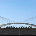 Tensile Membrane Roof Structure for Modern Toll Plaza with Support Systems Multiple Lanes and Vehicles