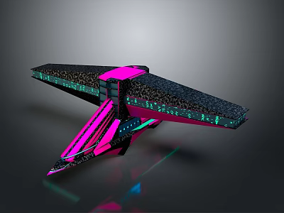 Futuristic Neon Sculpture With Geometric Wing Shapes And Colorful Glowing Elements 3d model