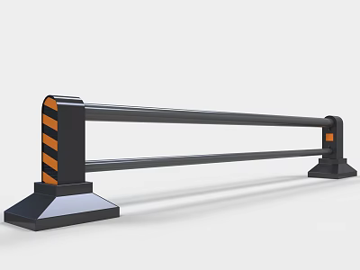 Metal Railing With Black Frame And Orange Black Stripes Stable Base Design For Safety 3d model