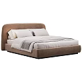 Modern Double Bed With Upholstered Soft Fabric Headboard And Multiple Color Options 3d model