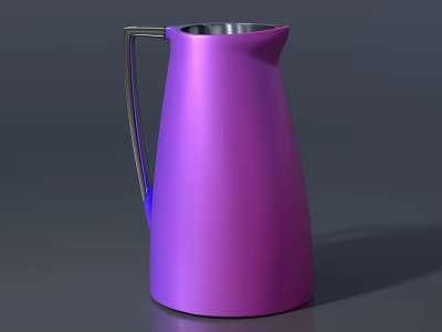 Sleek Purple Thermos Flask as Household Electrical Appliance With Silver Handle and Stainless Steel Rim 3d model