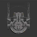 Futuristic Sci Fi Spaceship With Circular Hull Side Wings And Structural Details 3d model