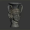 Antique Bronze Furniture Decorative Ornament With Double Handles And Face Carving Design