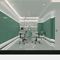 Modern Dental Clinic Interior With Green Walls White Ceiling And Medical Equipment