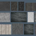 Various Textured Wall Surfaces With Gray Stone Brick And Pattern Designs 3d model