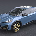 Blue Crossover SUV With Modern Front Design And Yellow Alloy Wheels