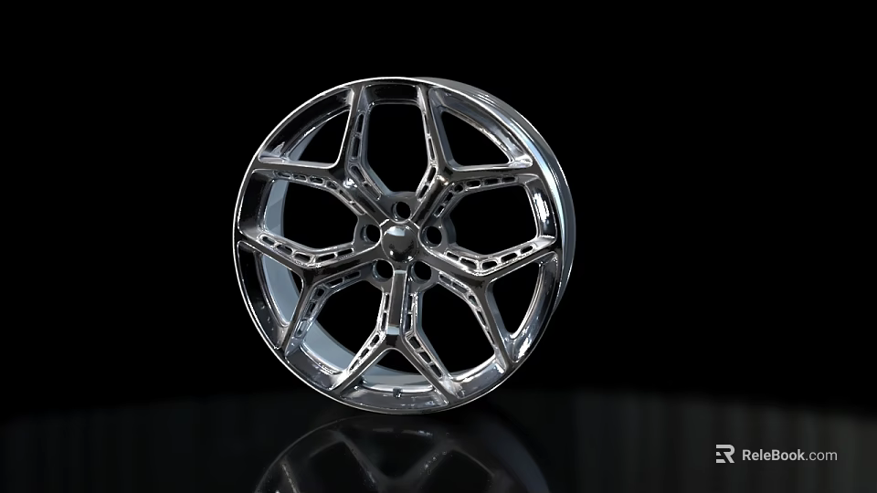 Car Tire Wheel Rim With Silver Polished Alloy Multi Spoke Design And Reflective Surface 3d model 
