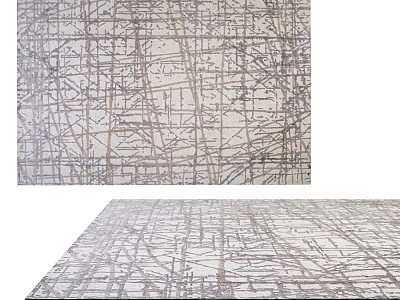 Square Carpet with Abstract Line Pattern in Neutral Tones for Modern Interiors 3d model