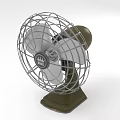 Vintage Air Cooler Fan With Metal Mesh Cover Gray Blades And Dark Green Base