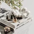 Decorative Ornament Set With Greenery Vases Stacked Books And Small Decorative Accents