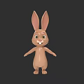 Cute 3D Cartoon Rabbit Character With Big Ears Green Eyes And Smiling Face